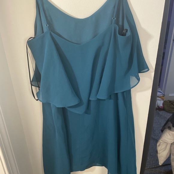 BCBGeneration Blue Jade Asymetrical Ruffle Dress Small - Picture 7 of 9